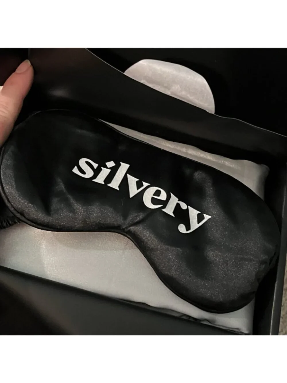 NEW Silvery Pillow Case Set King Size 20x36 Gray Satin Zip Closure + Sleep Mask